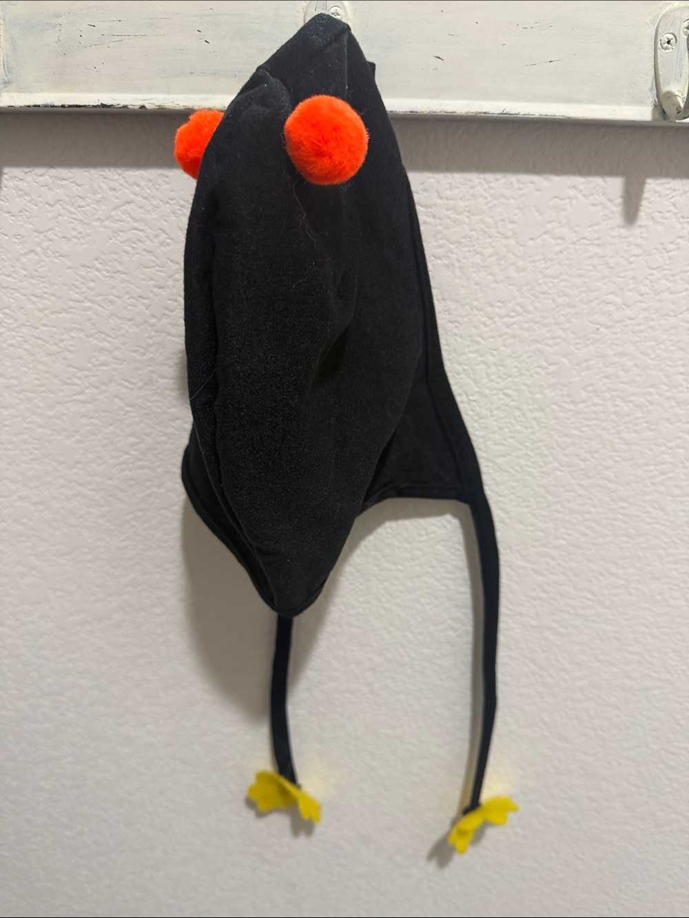 Kids Black Bug Hood Costume hat with Orange Antennae